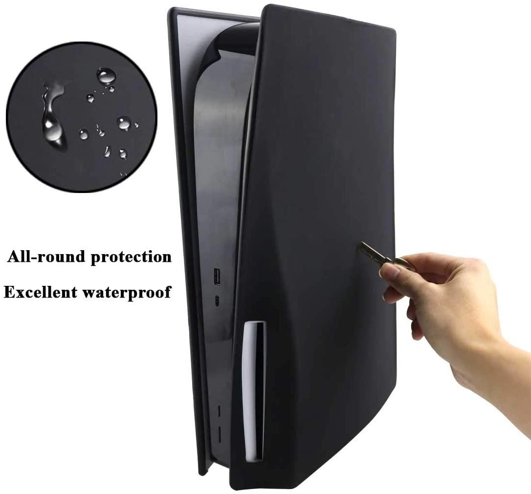 DMLNN PS5 Silicone Skin Cover, Dustproof Anti-Scratch Anti-Fall Waterproof Protector Case for Sony Playstation 5 Disk Edition (Disk Edition, Black) - JOY2ESpree