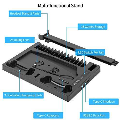 WiseZen PS5 Vertical Stand, Cooling Fan for PS5 & PS5 Digital Edition Console - JOY2ESpree