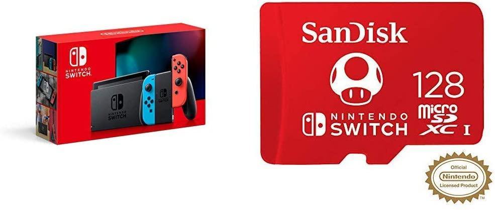 Nintendo Switch with Gray Joy‑Con - HAC-001(-01) + SanDisk 256GB MicroSDXC UHS-I Card - JOY2ESpree