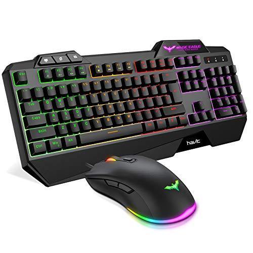 havit Gaming Keyboard Mouse Headset & Mouse Pad Kit, Rainbow LED Backlit Wired - JOY2ESpree
