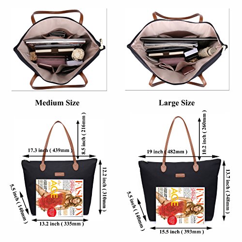NNEE Water Resistant Light Weight Nylon Tote Bag Handbag
