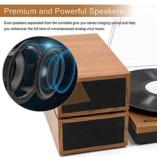 LP&No.1 Retro Bluetooth Record Player with Stereo External Speakers - JOY2ESpree