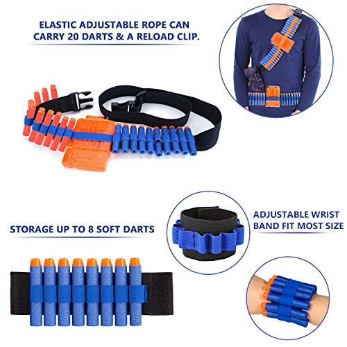 2 Pack Kids Tactical Vest Kit for Nerf Guns Game N-Strike Elite Series Wars with Refill Darts, Reload Clips, Dart Pouch, Tactical Mask, Wrist Band and Protective Glasses for Boys ,Girls