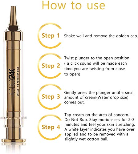 GLO24K Instant Facelift Cream with 24k Gold, Hyaluronic Acid, Peptides, and Vitamins, A,C,E. A powerful non-invasive alternative to injections.