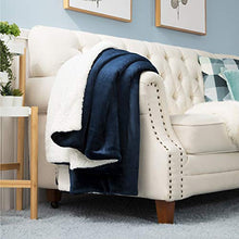 
                        
                          Load image into Gallery viewer, Bedsure Sherpa Fleece Blanket Throw Size Navy Lightweight Super Soft Cozy Luxury Bed Blanket Microfiber
                        
                      