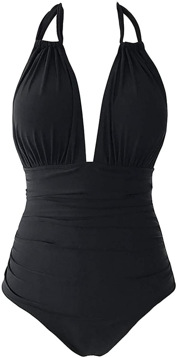 CUPSHE Women's One Piece Swimsuit Halter Tummy Control Multiway Swimwear Bathing Suits - JOY2ESpree