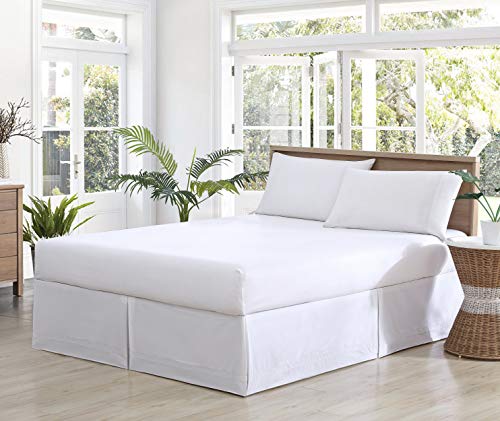 Tommy Bahama | Solid Pleated Collection | Bedskirt-100% Cotton, Stylish Design, King, White
