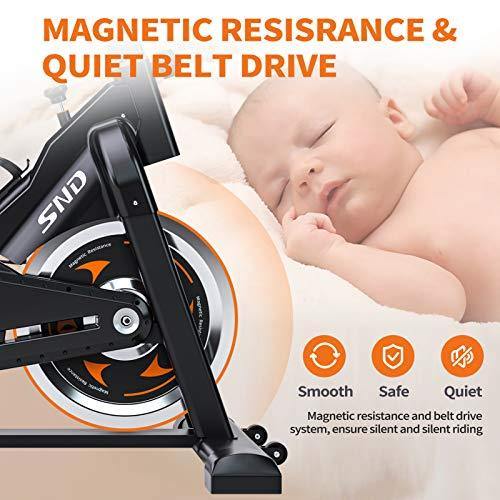 SND Magnetic Resistance Whisper Quiet Indoor Cycling Bike Stationary -Cycle Bike with Tablet Holder＆Comfortable Seat Cushion - JOY2ESpree