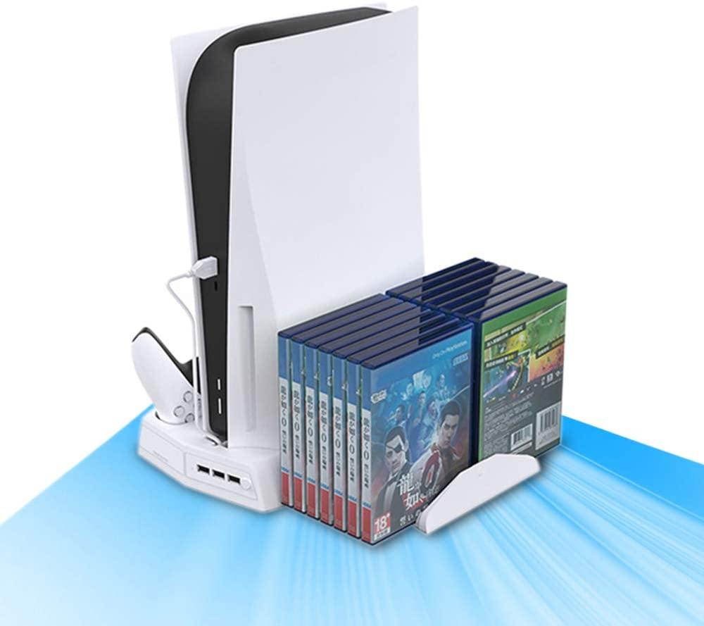 Vertical Stand for Playstation 5 with Cooling Fan Charging Station for PS5 Digital/CD-ROM Edition Console - JOY2ESpree