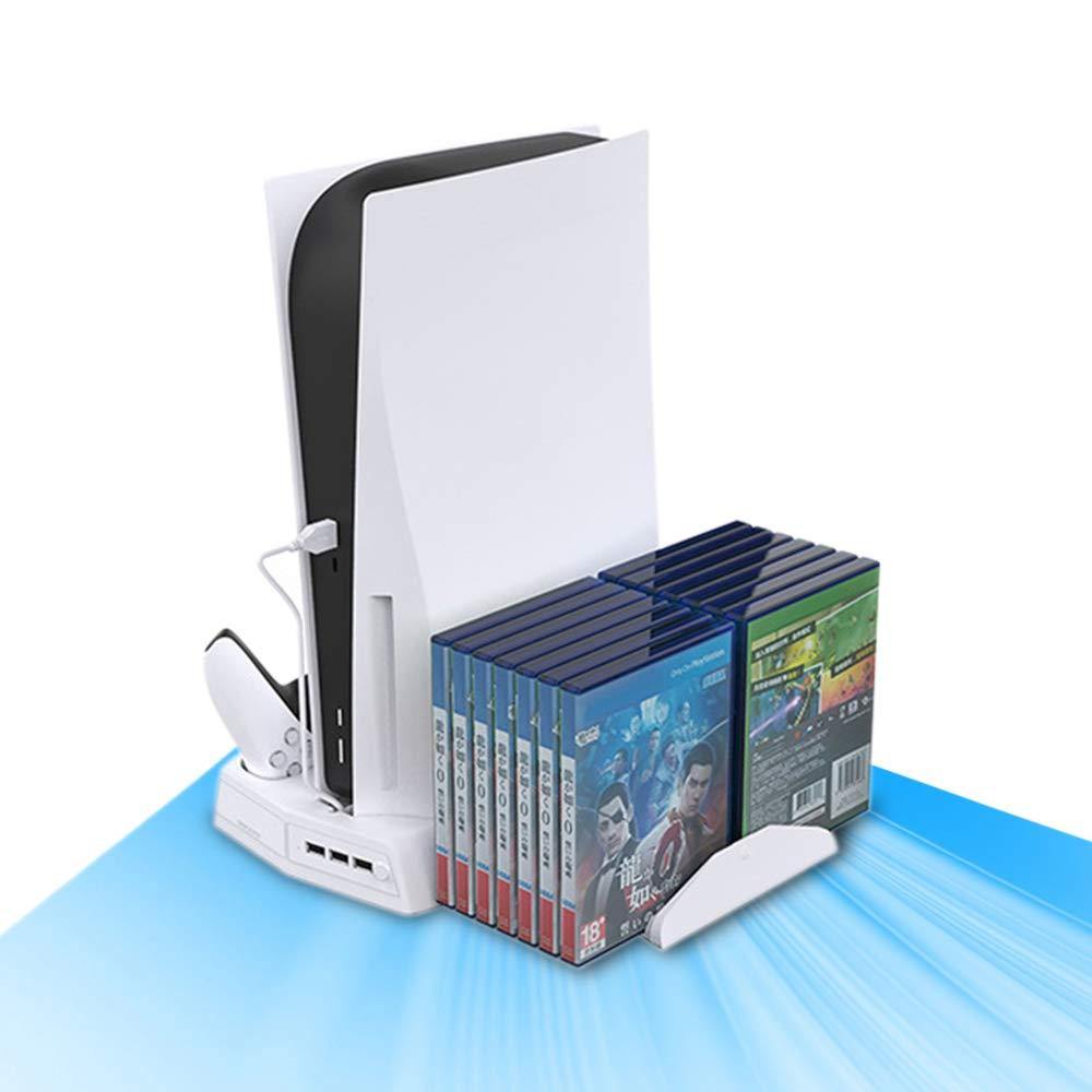 Vertical Stand for Playstation 5 with Cooling Fan Charging Station for PS5 Digital/CD-ROM Edition Console - JOY2ESpree