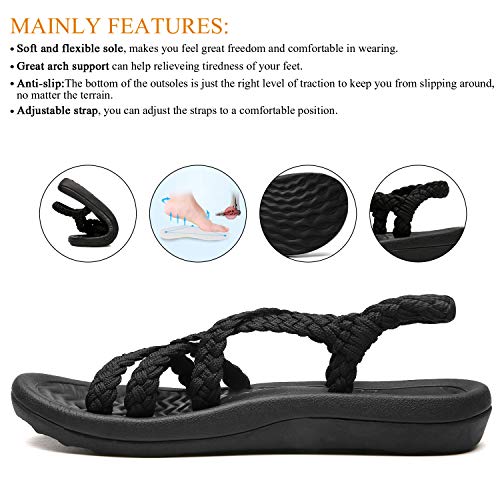 MEGNYA Women's Comfortable Walking Sandals with Arch Support Waterproof for Walking/Hiking/Travel/Wedding/Water Spot/Beach