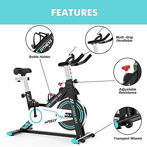 Afully Indoor Exercise Bikes Stationary Fitness Bike Upright Cycling Belt Drive - JOY2ESpree