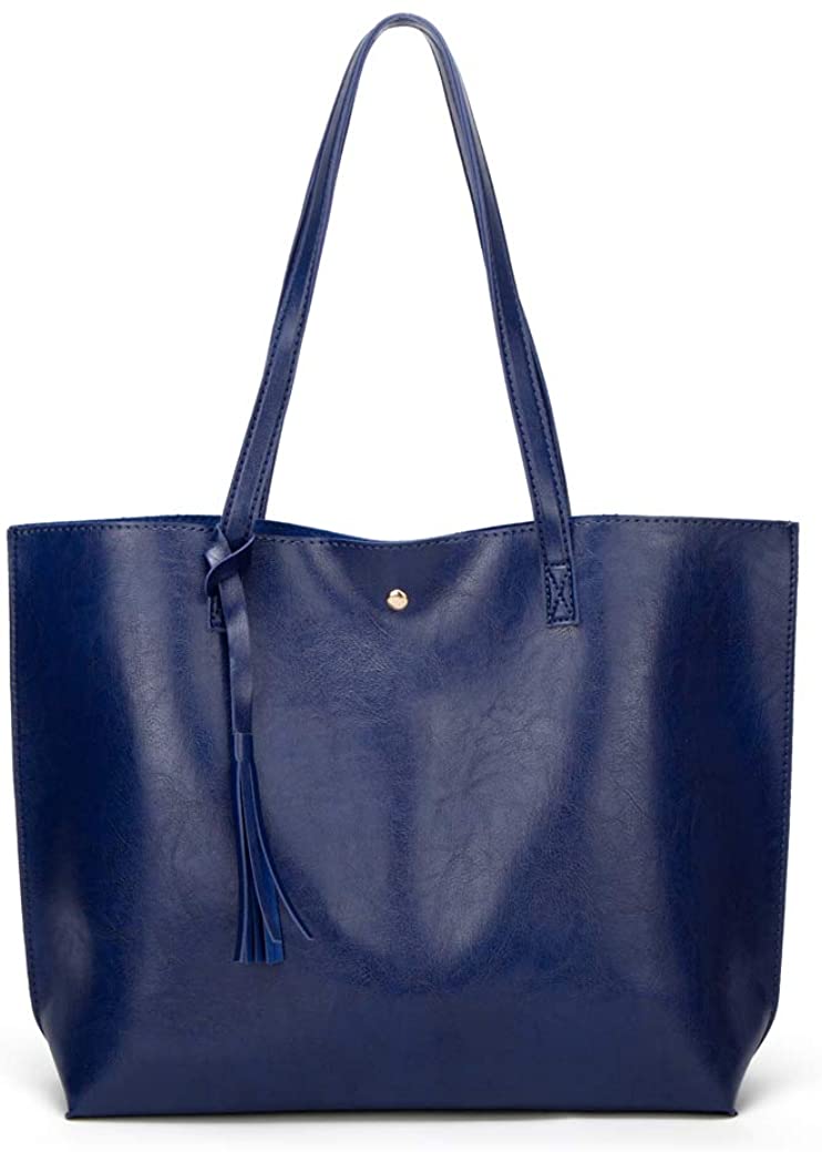 Women's Soft Faux Leather Tote Shoulder Bag from Dreubea, Big Capacity Tassel Handbag