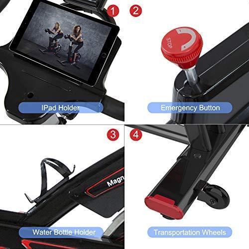 SNODE Indoor Cycling Bike with APP, Magnetic Exercise Bike with Tablet Holder, Stationary Bike Compatible with ZWIFT, Kinomap - JOY2ESpree
