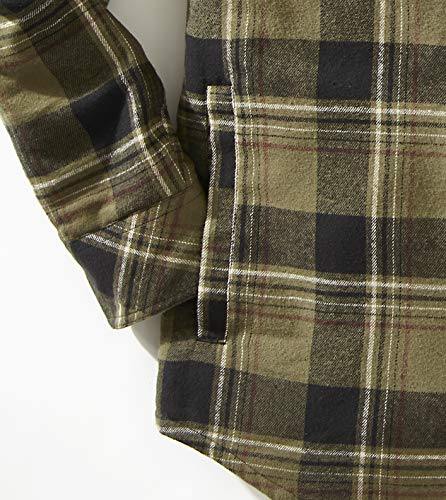 Venado Men's Plaid Shirt Jacket -Long Sleeved Quilt Lined Brushed Flannel Rugged Shirt