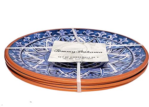 Tommy Bahama Tuscan Medallion Dinner Plates Set of Four Dishwasher Safe Shatterproof Kitchen Indoor Outdoor 10.5" Plates