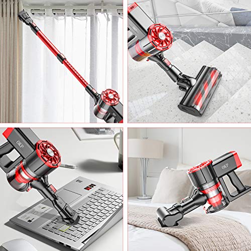Cordless Vacuum Cleaner,OKP 220W Powerful Stick Vacuum,Detachable Battery,Lightweight,LED Headlights - JOY2ESpree