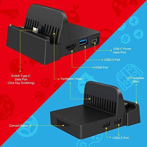 Ponkor Docking Station for Nintendo Switch, Charging Dock 4K HDMI TV Adapter Charger Set Replacement compatible - JOY2ESpree