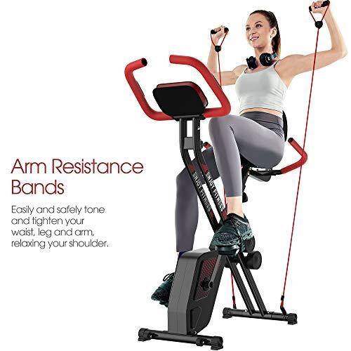 pooboo Folding Exercise Bike Indoor Cycling Bike Magnetic Upright Bike Stationary Bike - JOY2ESpree