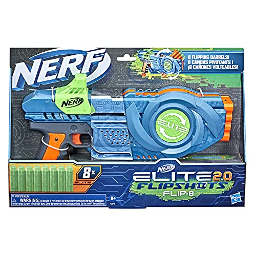 NERF Elite 2.0 Flipshots Flip-8 Blaster with 8 Dart Barrels That Flip to Double Your Firepower, 8-Dart Capacity, 8 Official Elite Darts