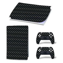 
                        
                          Load image into Gallery viewer, PS5 digital edition black carbon fiber skin sticker wrap playstation 5 console controllers dustproof vinyl cover decal case - JOY2ESpree
                        
                      