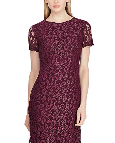 LAUREN RALPH LAUREN Womens Caroleve Lace Metallic Evening Dress Purple 6