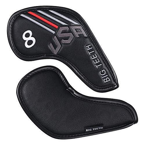 Big Teeth Golf Head Covers 10Pcs Long Neck USA Stripe Pattern Synthetic Leather with Number Tag for Titleist Taylormade Callaway Ping - JOY2ESpree