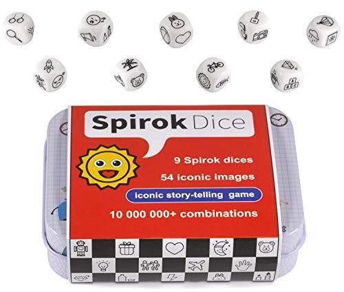 Spirok Story Telling Dice - 9 Cubes 54 Images with Storage Bag - for Infinite Storytelling - JOY2ESpree