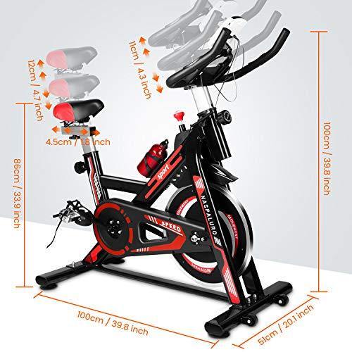 Naspaluro Exercise Bikes, Stationary Indoor Fitness Bike Cycling with Phone Holder/LCD Display/Heart Rate Monitor - JOY2ESpree