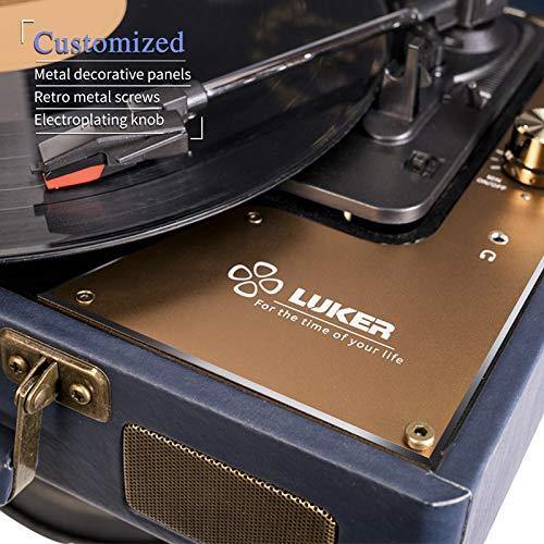 Record Player, LUKER Portable Suitcase Bluetooth Turntable for Vinyl Record - JOY2ESpree