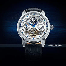 
                        
                          Muat gambar ke penampil Galeri, Stührling Original Mens Watch Stainless Steel Automatic, Skeleton Dial, Dual Time, AM/PM Sun Moon,Genuine Leather Strap 371 Watches for Men Series
                        
                      