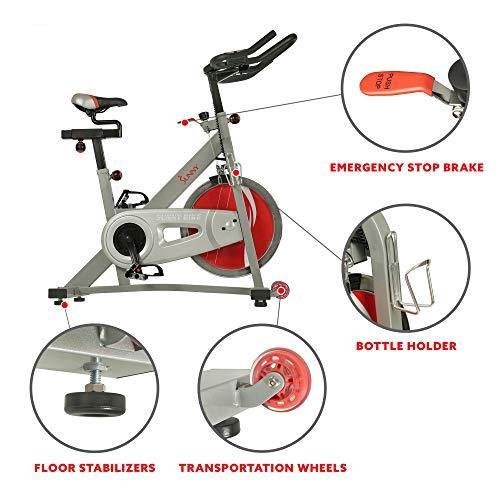 Sunny Health & Fitness Indoor Cycling Exercise Bike with 40 LB Flywheel and Dual Felt Resistance - Pro / Pro II - JOY2ESpree