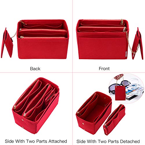 Purse Organizer, Purse Organizer Insert With 2 Metal Zipper, Bag Organizer With RFID Blocking Pocket Purse Organizer insert