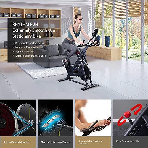 RHYTHM FUN Exercise Bike Indoor Cycling Bike Stationary Bikes Super Quiet Resistance Exercise Bike - JOY2ESpree