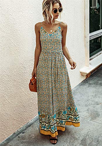 KIRUNDO 2021 Summer Women’s Spaghetti Maxi Dress V Neck High Waist Backless Dress