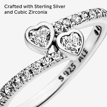 
                        
                          Load image into Gallery viewer, Pandora Jewelry Two Sparkling Hearts Cubic Zirconia Ring in Sterling Silver - JOY2ESpree
                        
                      