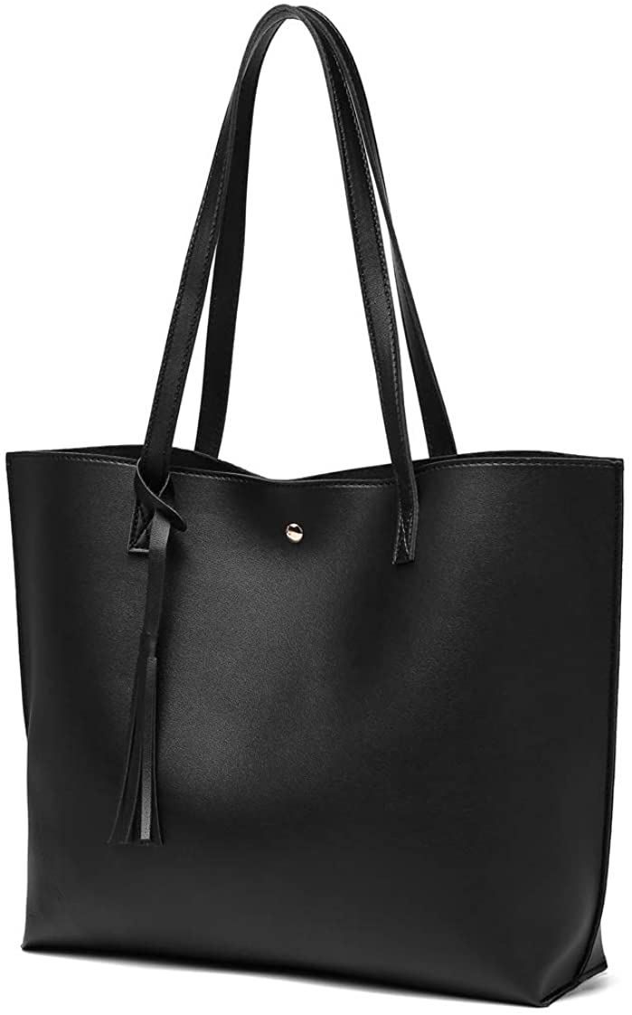 Women's Soft Faux Leather Tote Shoulder Bag from Dreubea, Big Capacity Tassel Handbag