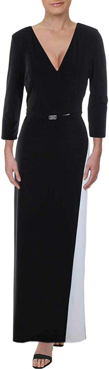 LAUREN RALPH LAUREN Womens Tonisha Two Tone Surplice Evening Dress