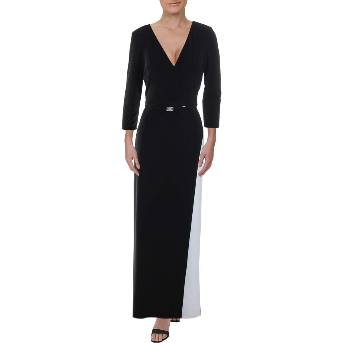 LAUREN RALPH LAUREN Womens Tonisha Two Tone Surplice Evening Dress