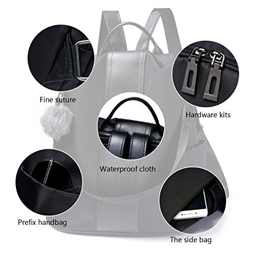 Women Backpack Purse Waterproof Nylon Anti-theft Rucksack Lightweight Shoulder Bag