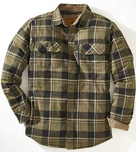 Venado Men's Plaid Shirt Jacket -Long Sleeved Quilt Lined Brushed Flannel Rugged Shirt