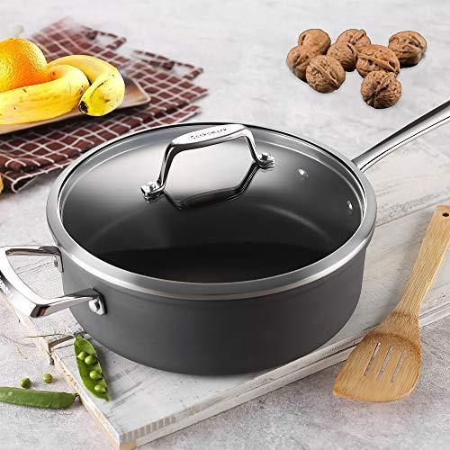 cooper pan Hard Anodized Nonstick Induction Cookware Set,13-Piece Aluminum Pots and Pans Set with Lids, Dishwasher Safe Oven Safe, Black - JOY2ESpree