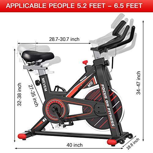 MEVEM [2021 Upgraded] Exercise Bike Indoor Cycling Bike with LCD Monitor and Heart Rate Sensor Stationary Bike for Home Cardio Workout - JOY2ESpree