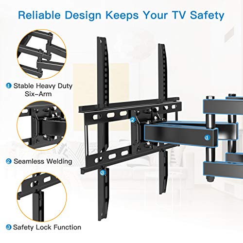 TV Wall Mount Dual Articulating Arms, Full Motion Swivel Extension Tilt TV Mount