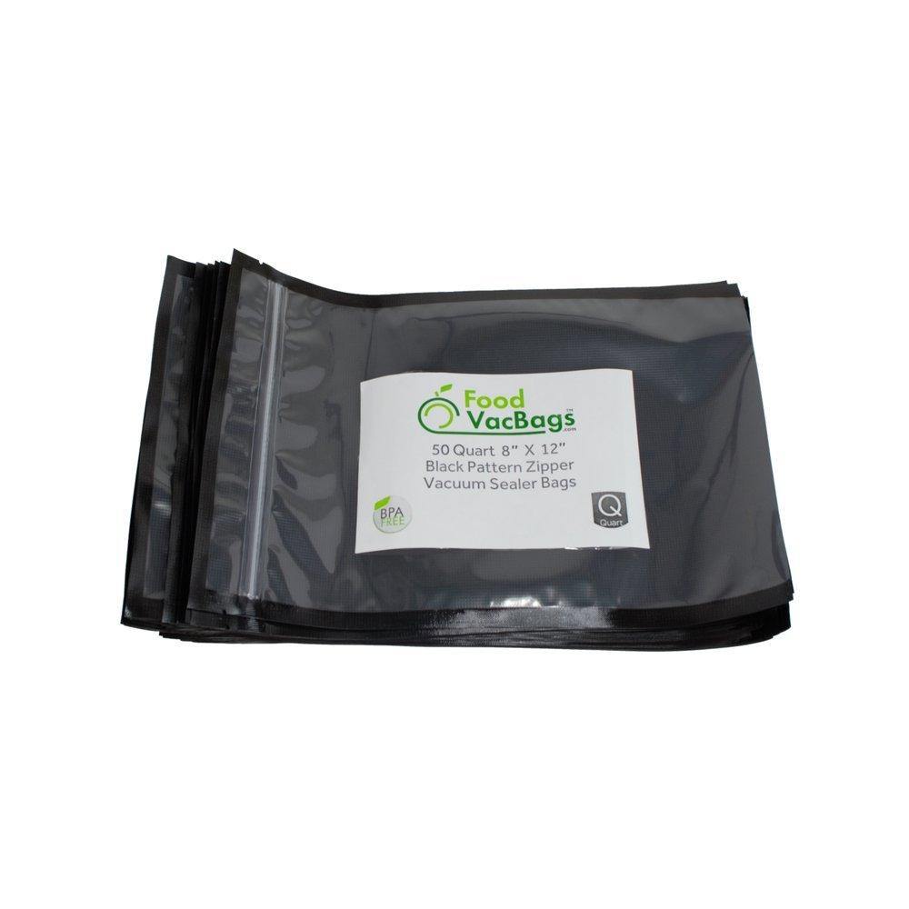 8" X 12" Zipper Quart Bags - Black Back Clear Front - 50 count - JOY2ESpree
