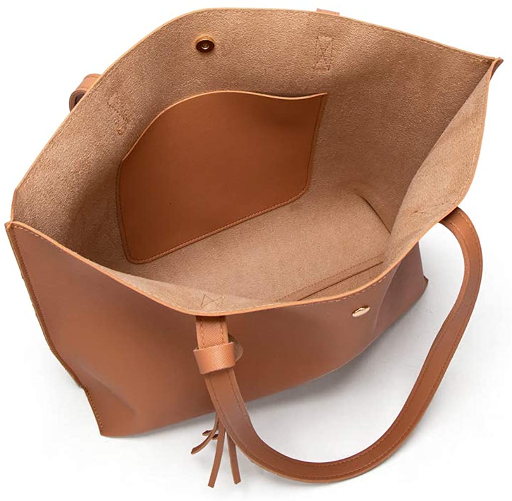 Women's Soft Faux Leather Tote Shoulder Bag from Dreubea, Big Capacity Tassel Handbag
