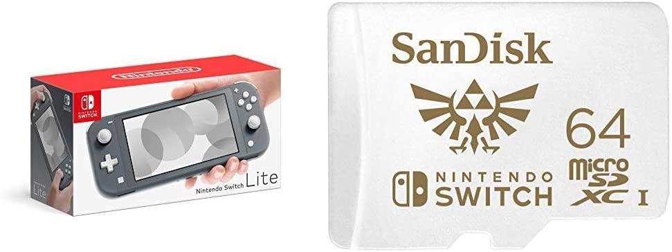 Nintendo Switch Lite - Yellow with SanDisk 64GB MicroSDXC UHS-I Card for Nintendo Switch - JOY2ESpree