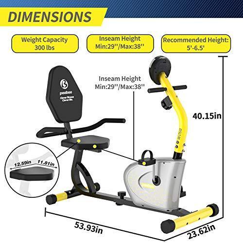 pooboo Recumbent Exercise Bike for Adults/Seniors, Magnetic Indoor Cycling Bikes - JOY2ESpree