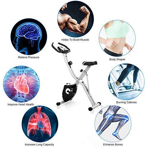 ANCHEER Folding Exercise Bike, Magnetic Indoor Cycling Bike Fitness Stationary Bike with App Connection - JOY2ESpree