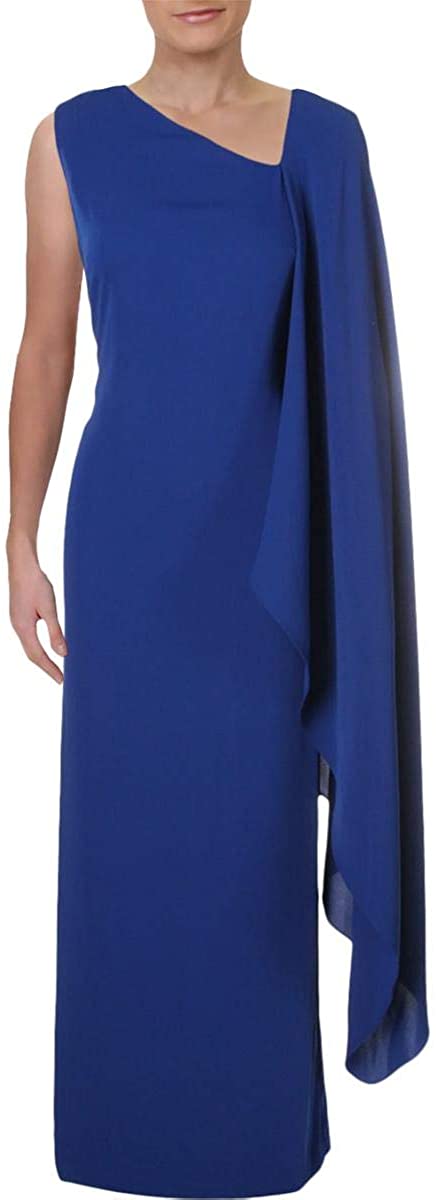 LAUREN RALPH LAUREN Womens Asymmetric Cape Overlay Evening Dress